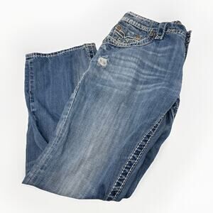 Rock Revival Jeans Mens 34x31 Ronnie Bootcut Blue Premium Embellished Denim